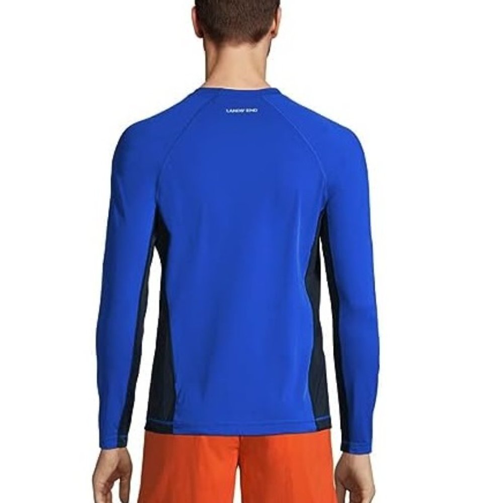 NWT Lands' End Men's Crew Neck Long Sleeve Rash Guard UPF 50 L $60 FLI155 - Picture 2 of 5